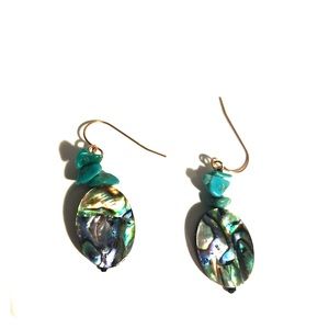 Turquoise stone/bead earrings- new without tags